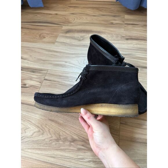 Clarks Mens Black Original Wallabee Lace Up Leather Suede Chukka Boat Shoe Size main image 8